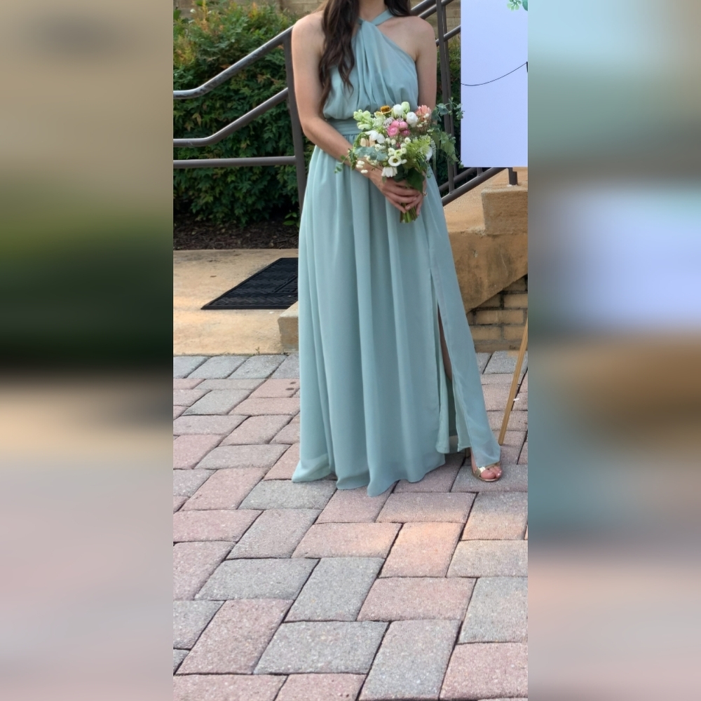 Sage Halter Chiffon Maxi Dress